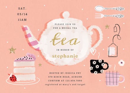 Tea party - bridal shower invitation