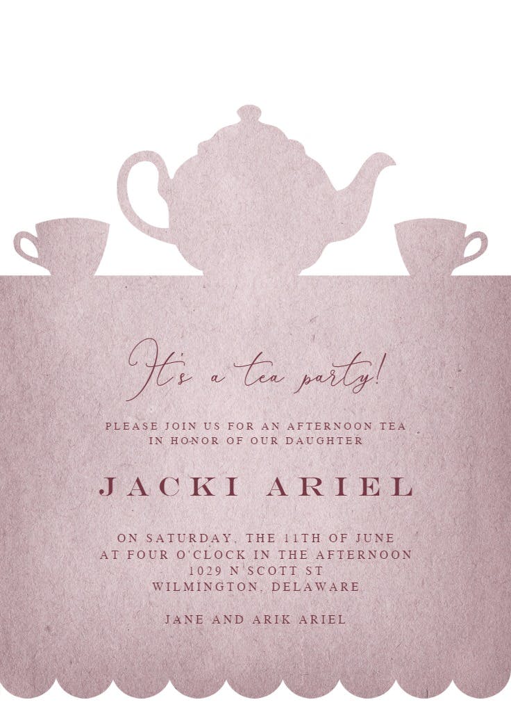 Tea party - bridal shower invitation