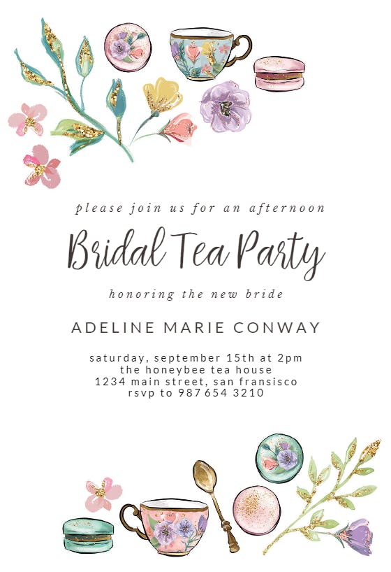Tea party -  invitación para bridal shower