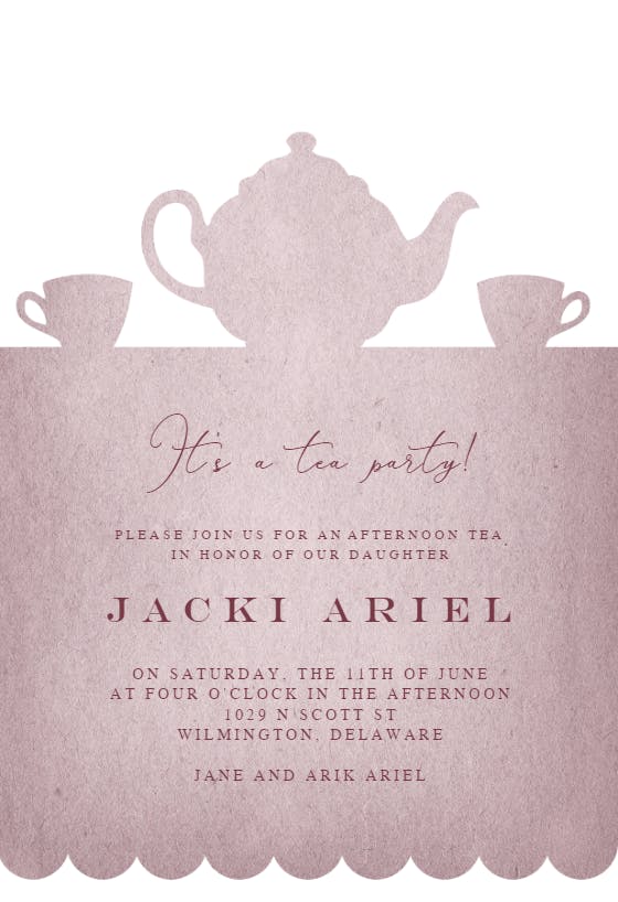 Tea party -  invitación para bridal shower