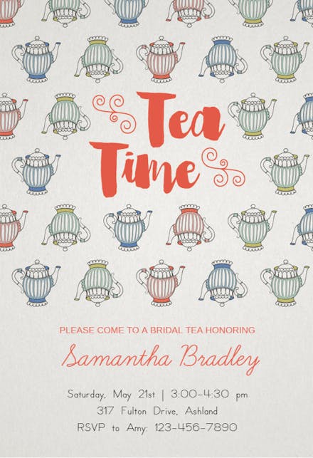 Tea pots - bridal shower invitation