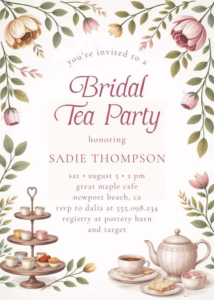 Tea pot garden - invitation fête prénuptiale