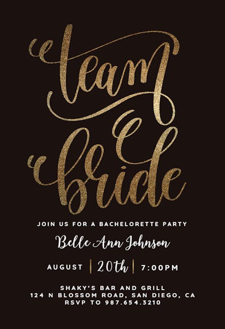 Team bride - bridal shower invitation