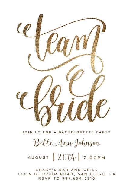 Team bride - bridal shower invitation