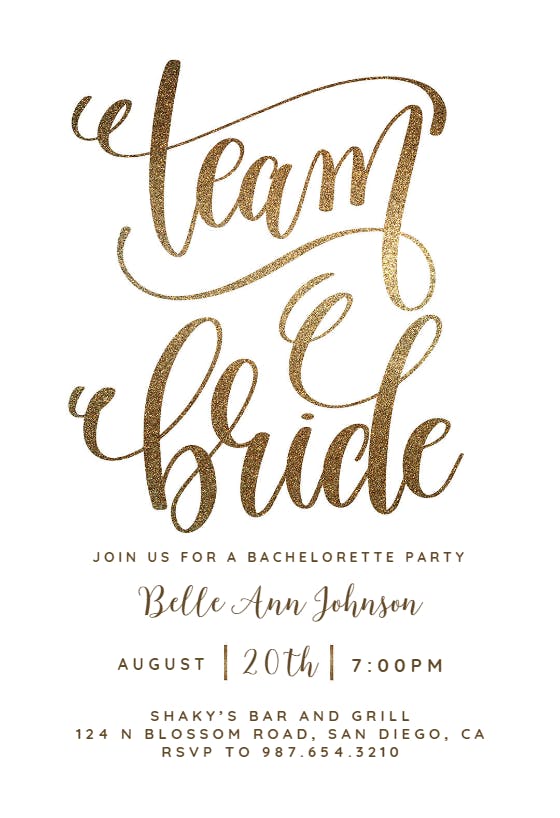 Team bride -  invitación para bridal shower