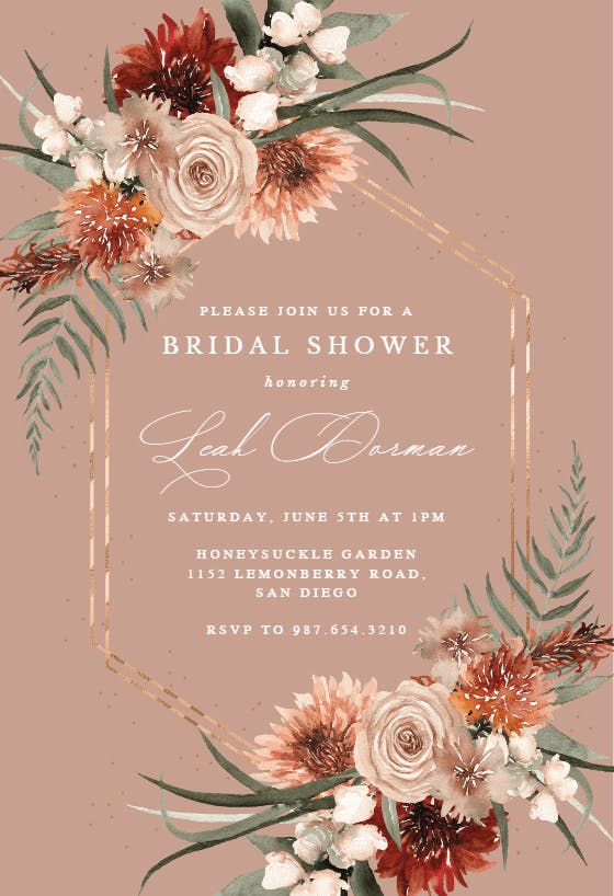 Terracotta frame -  invitación para bridal shower