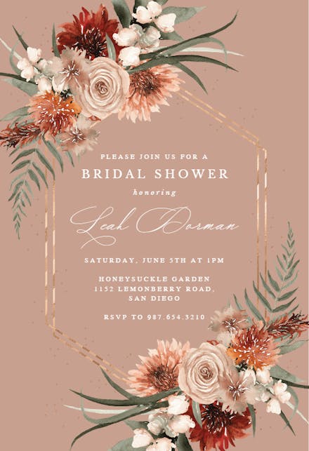 Terracotta frame - bridal shower invitation