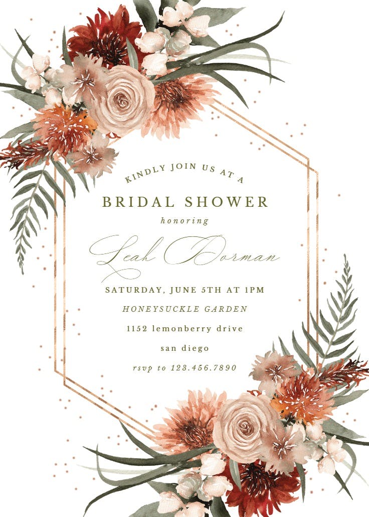 Terracotta frame - bridal shower invitation