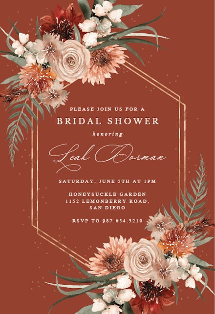 Terracotta frame - bridal shower invitation
