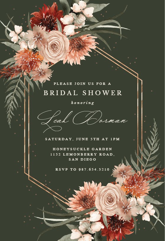 Terracotta frame - bridal shower invitation