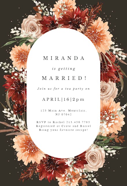 Terracotta round frame - bridal shower invitation
