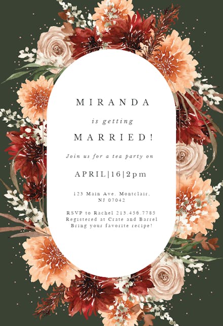 Terracotta round frame - bridal shower invitation