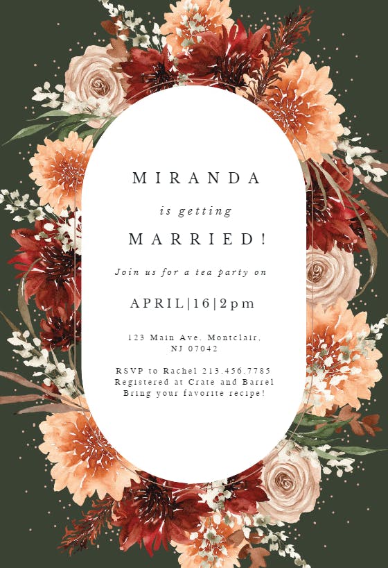 Terracotta round frame - bridal shower invitation