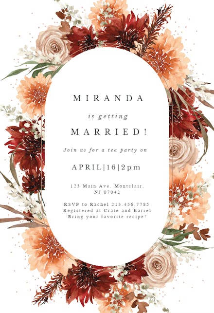 Terracotta round frame - bridal shower invitation