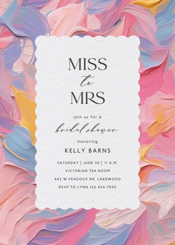Textured pastel -  invitación para bridal shower