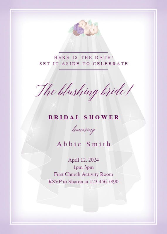 The blushing bride - bridal shower invitation