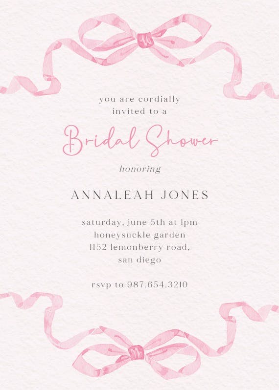Tied with love - bridal shower invitation