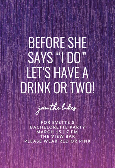 Tinsel bachelorette - bachelorette party invitation