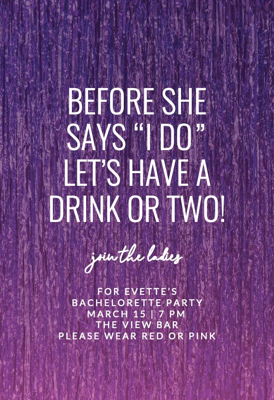 Tinsel bachelorette - bachelorette party invitation