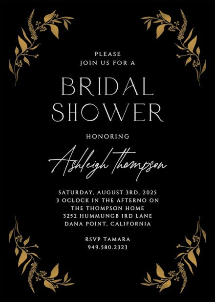 Tiny gold botanical - bridal shower invitation