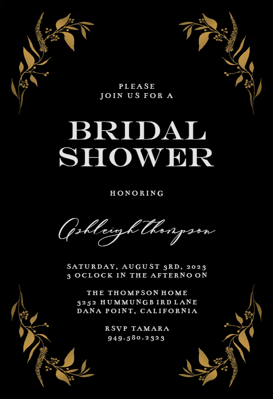 Tiny Gold Botanical - Bridal Shower Invitation Template | Greetings Island