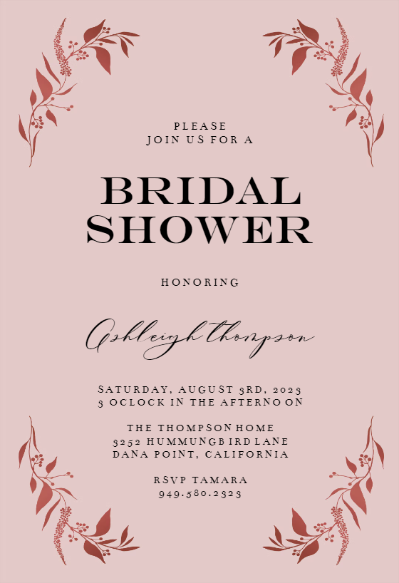 Tiny Gold Botanical - Bridal Shower Invitation Template | Greetings Island