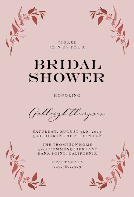 Tiny Gold Botanical - Bridal Shower Invitation Template | Greetings Island