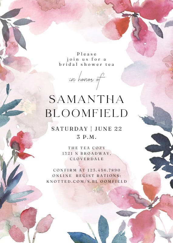 Transparent flowers - bridal shower invitation