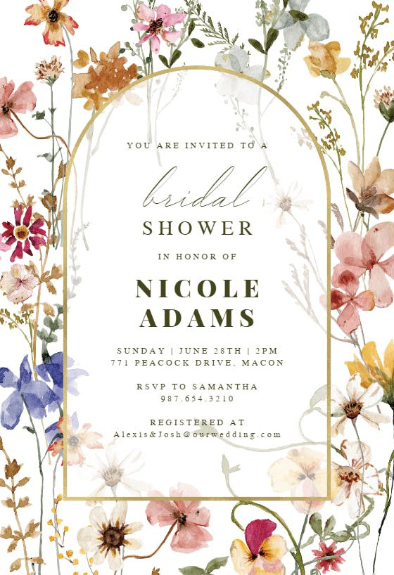 Transparent meadow arch - bridal shower invitation