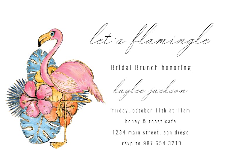 Tropical flamingo - bridal shower invitation