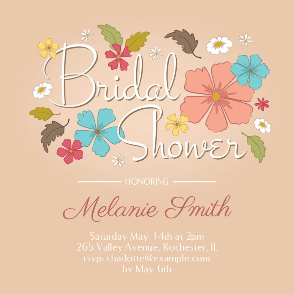Tropical flowers - bridal shower invitation