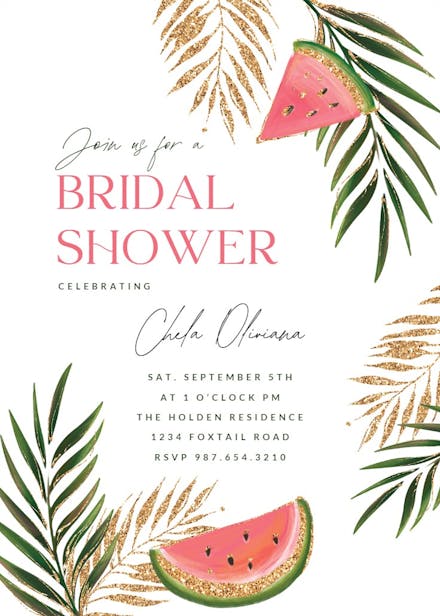 Tropical luau - bridal shower invitation