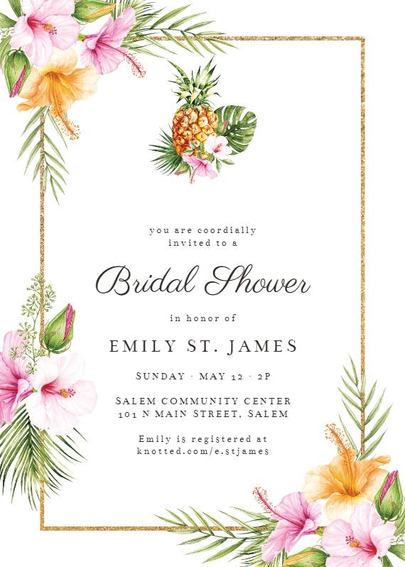 Tropical pineapple -  invitación para bridal shower