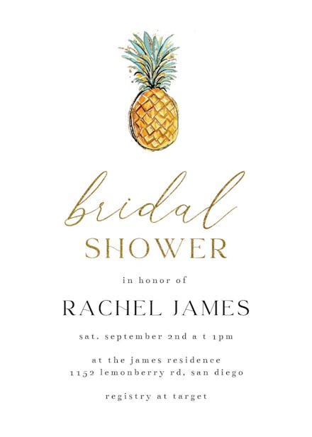 Tropical pineapple - bridal shower invitation