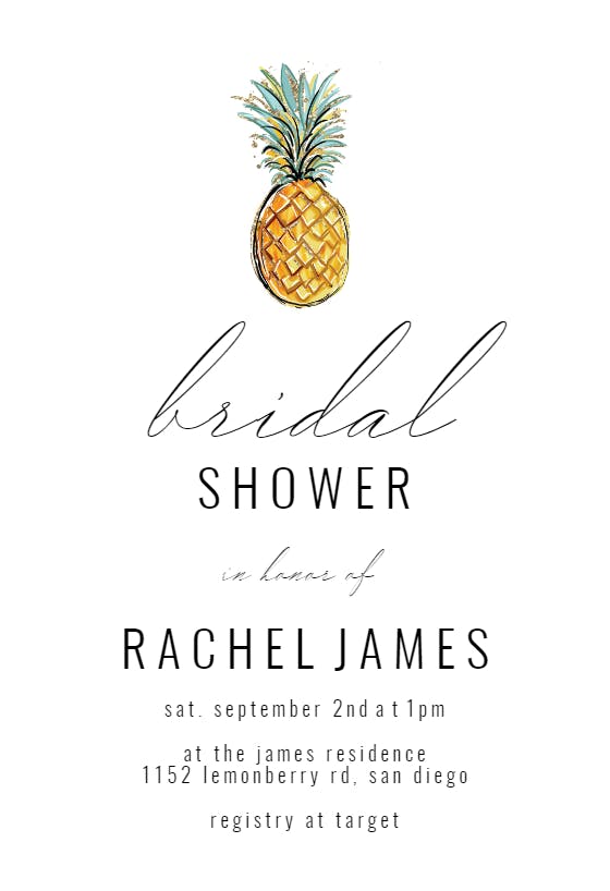 Tropical pineapple - bridal shower invitation