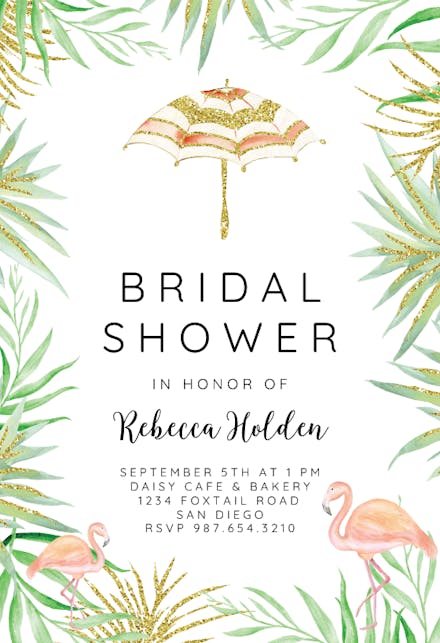 Tropical umbrella - bridal shower invitation