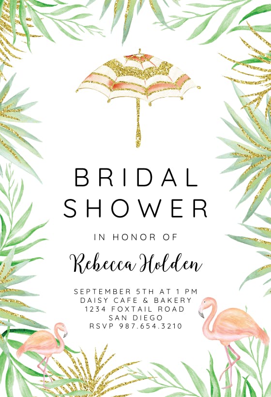 Tropical umbrella -  invitación para bridal shower