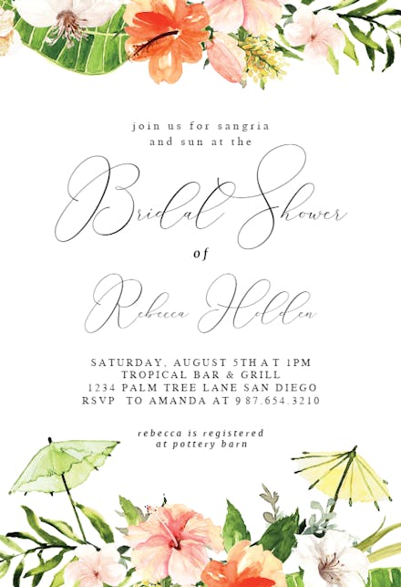 Tropical Umbrella - Luau Party Invitation