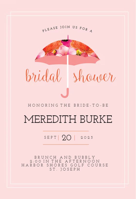Umbrella - bridal shower invitation