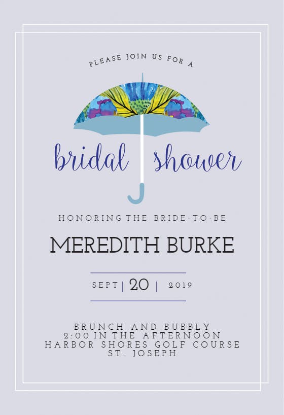 Umbrella - bridal shower invitation