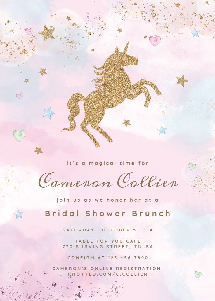 Unicorn magic glitter - invitación para bridal shower