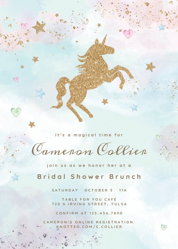 Unicorn magic glitter - invitación para bridal shower