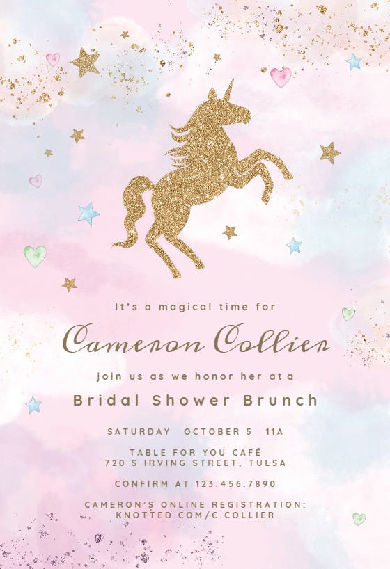 Unicorn magic glitter -  invitación para bridal shower