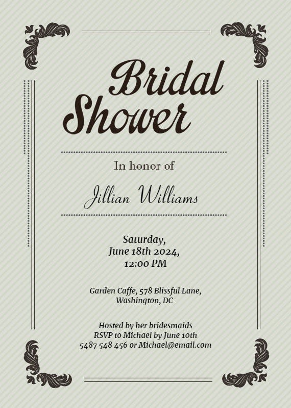Victorian frame - bridal shower invitation
