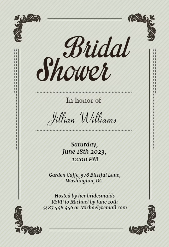 Victorian Frame - Bridal Shower Invitation Template (Free) | Greetings ...