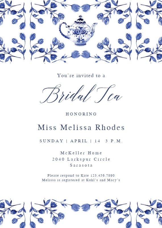 Vintage floral tea - party invitation