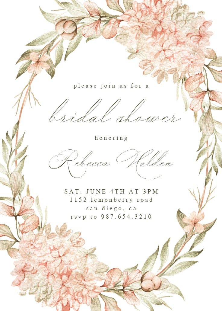 Vintage hydrangea - bridal shower invitation