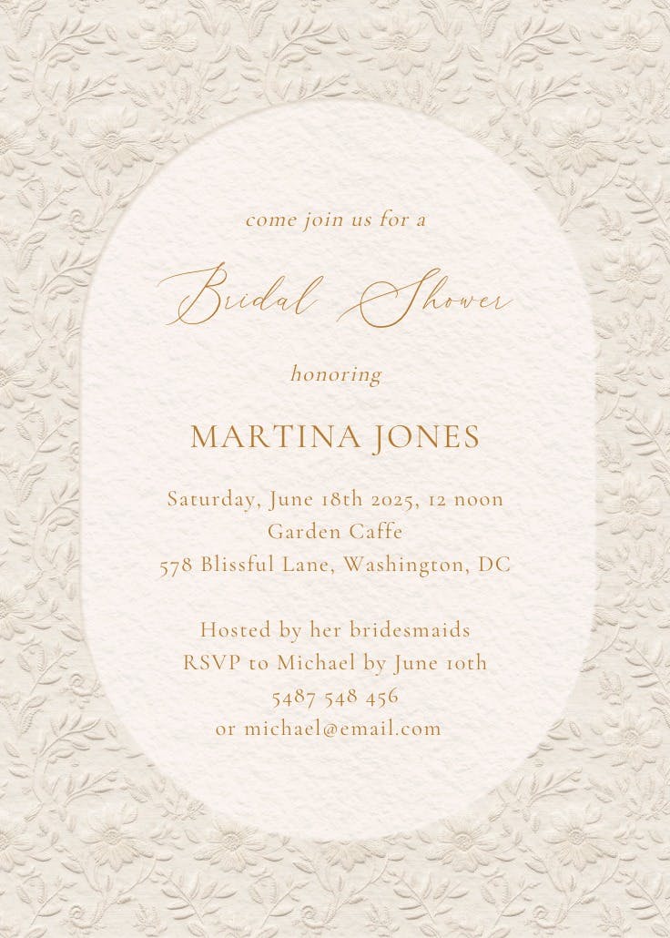 Vintage lace - bridal shower invitation