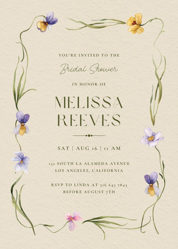 Viola - bridal shower invitation