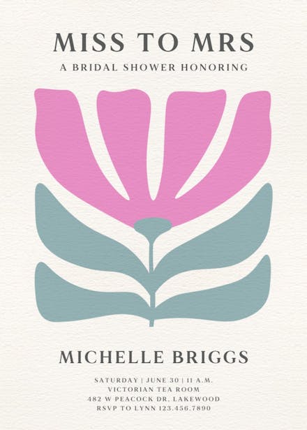 Vivid screenprints - bridal shower invitation